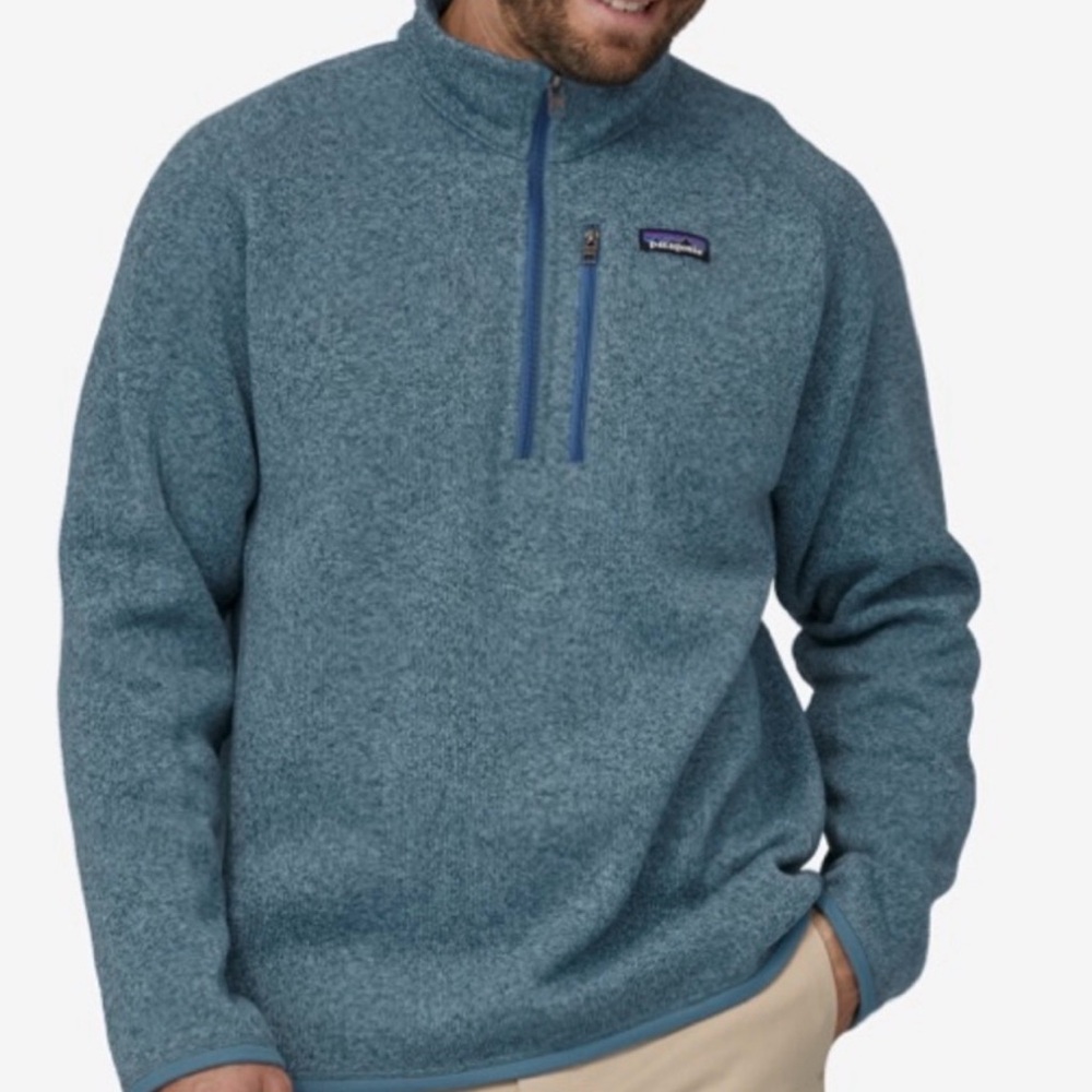 Patagonia Men's Heather Teal Quarter-Zip Fleece Pullover